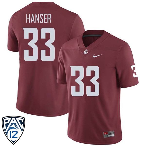 Men #33 Dylan Hanser Washington State Cougars College Football Jerseys Sale-Crimson